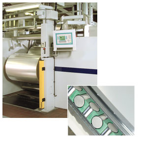 Adjustment devices of take up and take off units of printing machines need high accuracy. Cross Roller Slewing Rings fulfill all required criteria perfectly and are perfectly adaptable for this application. In the picture you can see a Cross Roller Slewing Ring, partly assembled with a raceway diameter of about 1,300 mm (51 in).