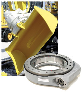 This kind of Slew Drive installed in a rotation and tilting device of an excavator shovel bucket.