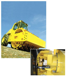 The vibratory roller of the refuse compactor in the picture uses untoothed Slewing Rings in the knuckle joint.