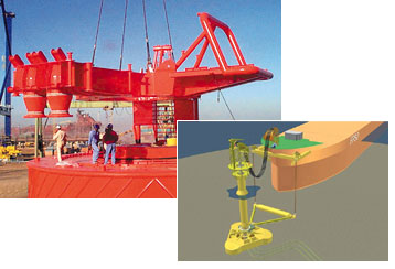 Buoys for transferring crude oil from the sea bed to an FPSO ship have a sviveling transfer system to allow for movement of the ship with wind direction changes (weather vaning).