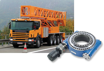 This bridge inspection equipment uses Slew Drive in the boom joint. The unit is able to accommodate the suspended loads and is fitted with a worm drive and multi-plate disk brake.